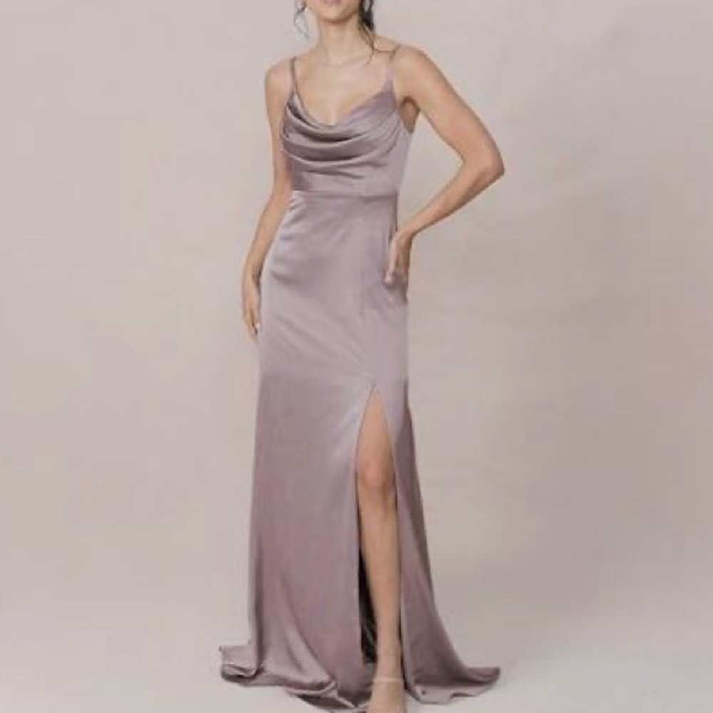 Revelry Skye Satin Dress
Color: Taupe - 704